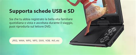 Yoton Lettore Dvd Portatile Da Per Bambini Con Schermo Girevole Hd