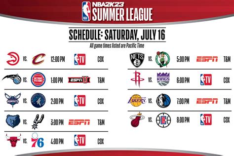 Nba Communications On Twitter The Nba 2k23 Summer League Schedule For