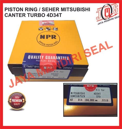 Jual Ring Piston Seher Mitsubishi Canter Turbo 4D34T NPR Jepang Asli Di