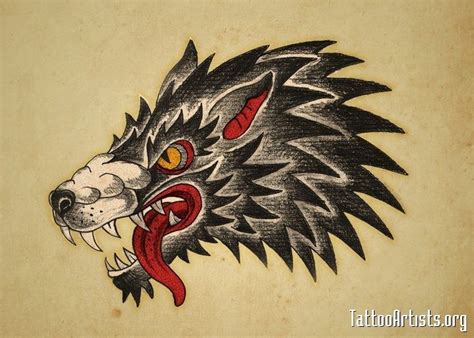 Traditional Wolf Tattoo Design