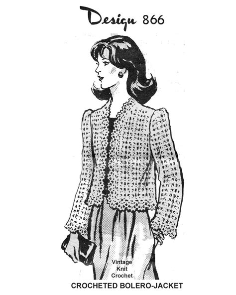 Lacy Crochet Bolero Jacket Pattern Mail Order Design 866 Laura Wheeler