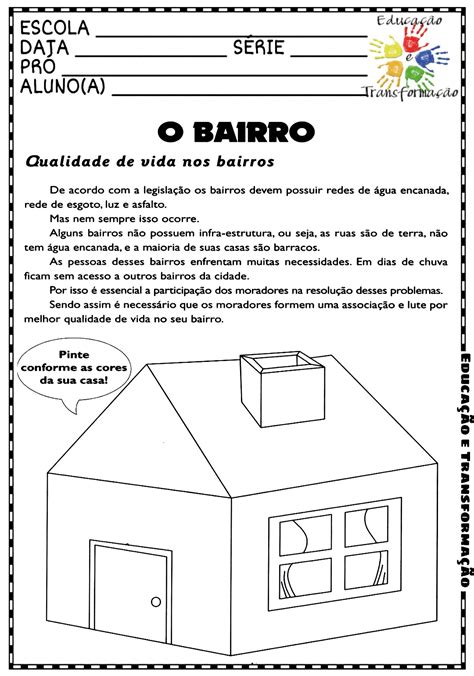 Atividades Sobre Bairro 1 Ano - Bairro Atividade de geografia sobre bairro... ~ Atividades Escolares