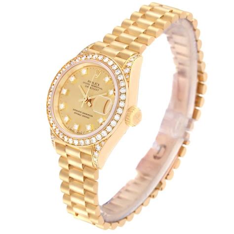 Rolex President Datejust Yellow Gold Diamond Ladies Watch 69158 For Sale At 1stdibs