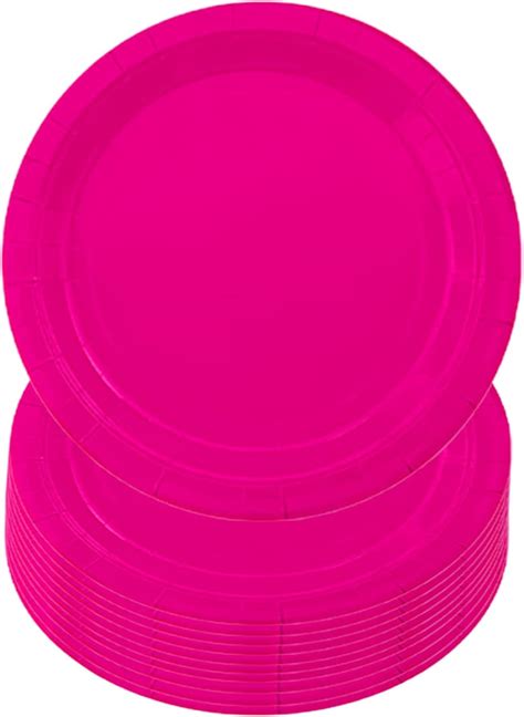 Atbeamen Pcs Hot Pink Paper Plates Cm Disposable Paper Plates