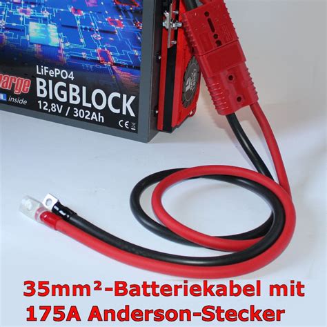 0 5m Batteriekabel 35mm² mit 175A Anderson Stecker und Ringkabelschuhen