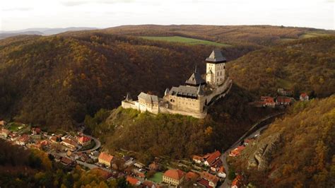 Aerial View of a Castle Surrounded by Houses Free Stock Video Footage ...