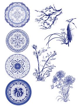 Chinese Traditional Pattern Vector Art Png Vector Traditional Blue And