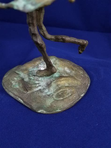 Abstract Ish Bronze Brass Sculpture Of Dancing Girl With Hoops