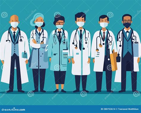 Group Of Doctors And Nurses Medical Staff Hand Drawn Vector