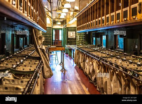 inside a mail train car used to transport the mail across the United States Stock Photo - Alamy