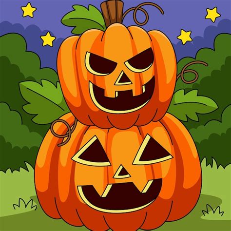 Premium Vector Halloween 2 Tiers Pumpkin Colored Illustration