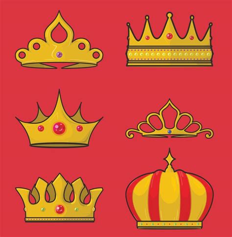 set golden crown outline cartoons style vector illustration EPS10 ...