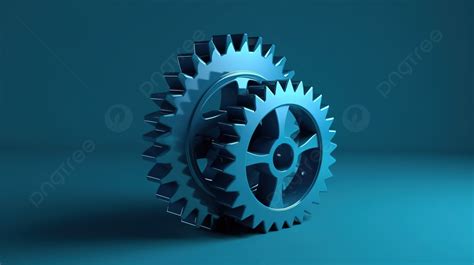 Simplified Gear Icon On Blue Background A Minimalistic 3d Rendering