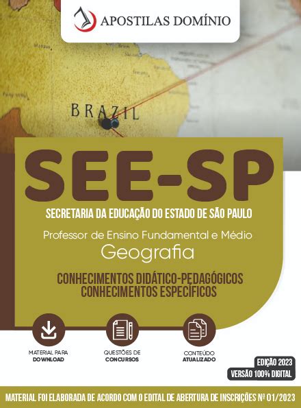 Apostila See Sp 2023 Professor De Ensino Fundamental E Médio