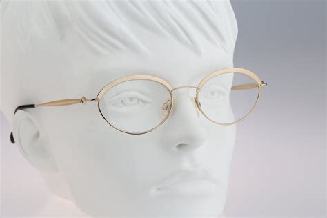 Vintage Oval Eyeglasses Mondi 2404 90s Unique Gold Combo Style Oval Optical Frame Nos