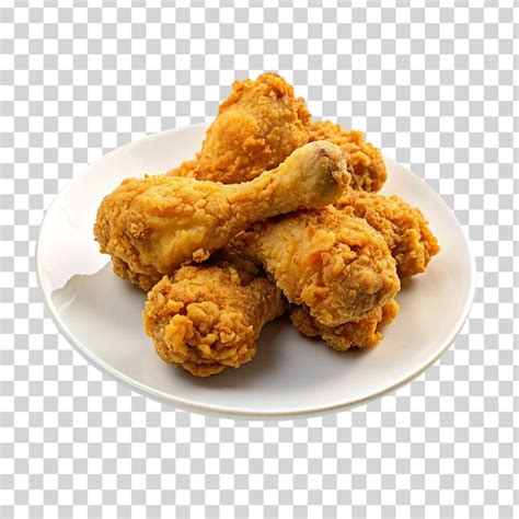 Golden Brown Fried Chicken Drumsticks On White Plate Isolated On