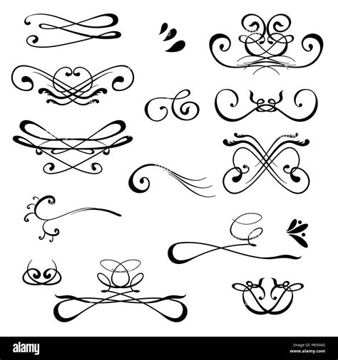 Vintage Calligraphic Design Elements Set Of Decors And Dividers Old