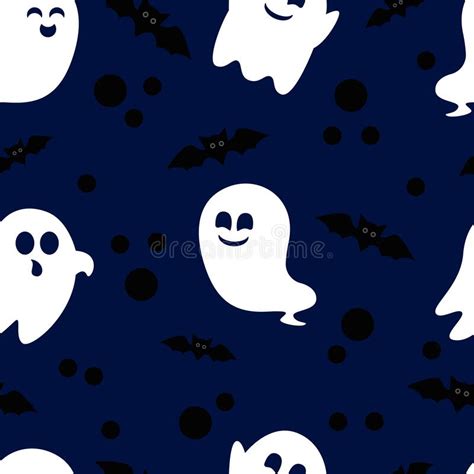 Halloween Pattern Vector Seamless Pattern With Ghosts And Bats Stock