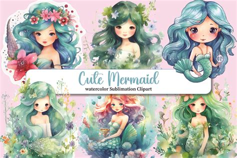 Mermaid Sublimation Clipart Bundle Gr Fico Por Imagenish Creative Fabrica