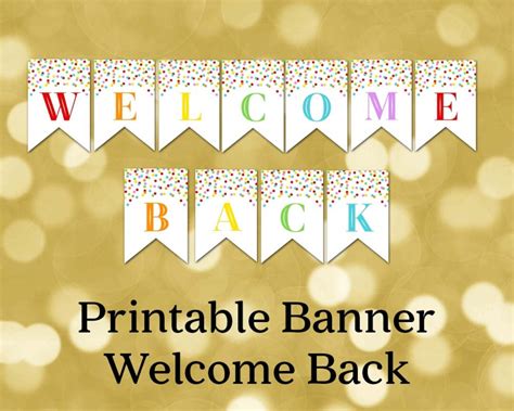 Printable Welcome Back Banner Rainbow Confetti Bunting Instant Digital ...