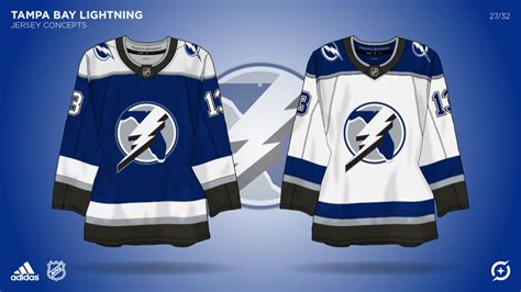 The Tampa Bay Lightning Jersey Is Shown In Blue And White With An