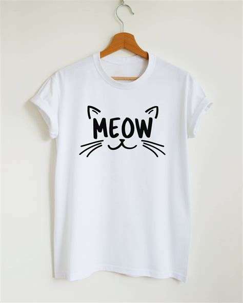 Meow T Shirt Cute Cat Shirt Unisex Women S Graphic Tee Etsy