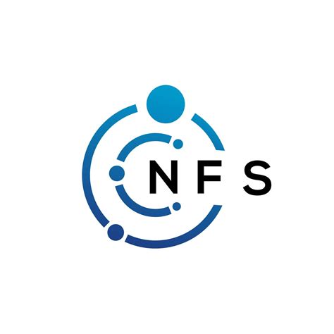 Diseño de logotipo de tecnología de letras nfs sobre fondo blanco nfs