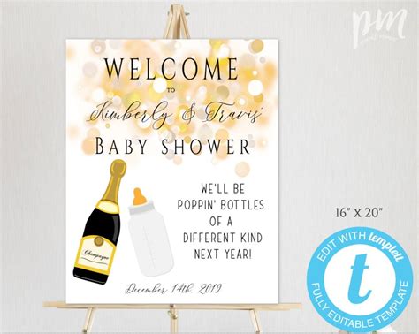 Poppin Bottles Baby Shower Welcome Sign Template Gender - Etsy | Baby shower welcome sign ...