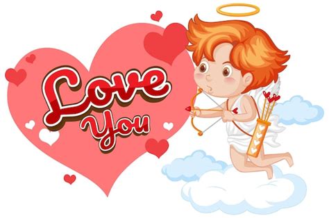 Premium Vector | Cute angel cartoon character holding heart arrow