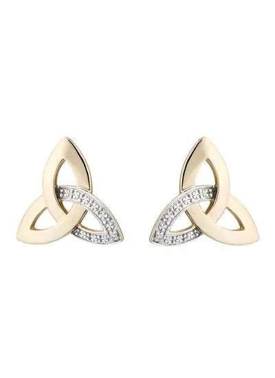 14ct Gold Diamond Trinity Knot Earrings Blarney