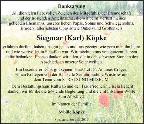 Traueranzeigen von Siegmar Köpke trauer anzeigen de