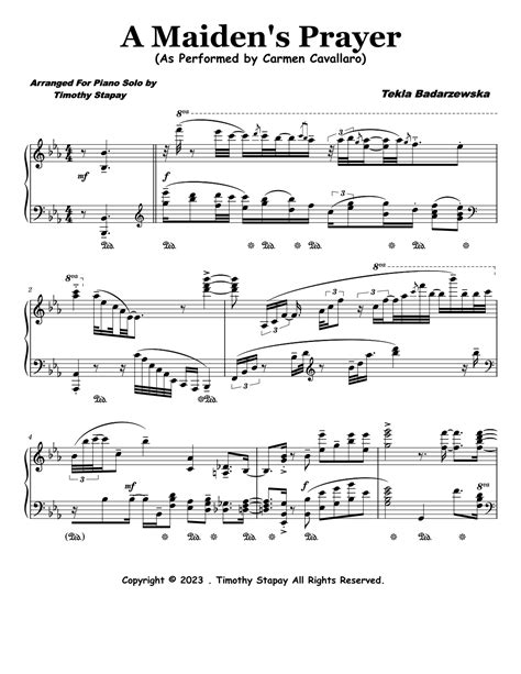 A Maiden S Prayer Arr Timothy Stapay By Carmen Cavallaro Sheet Music For Piano Solo At Sheet