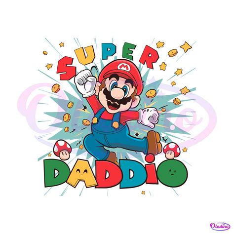 Funny Super Daddio Mario Cartoon SVG