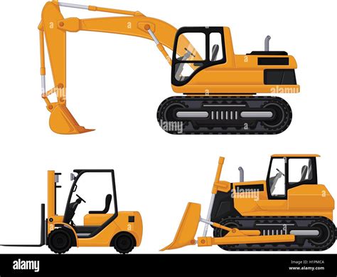 Backhoe Forklift And Bulldozer Stock Vector Image Art Alamy