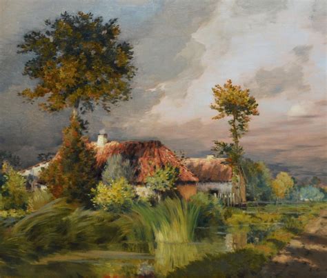 Jean Charles Cazin - Antique Barbizon Sunset Landscape Signed Oil ...