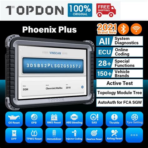 Topdon Phoenix Plus Car Diagnostic Tool OBD2 II Full Function