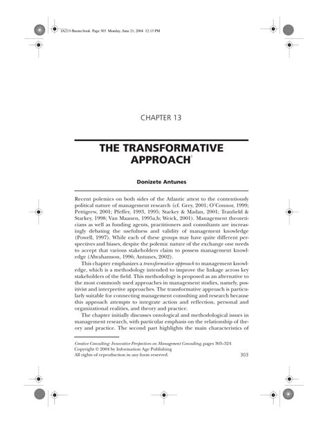 Pdf The Transformative Approach