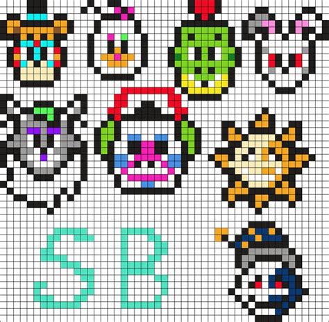 Fnaf Perler Chibi Heads Security Breach Perler Bead Pattern Bead Sprites Characters Fuse