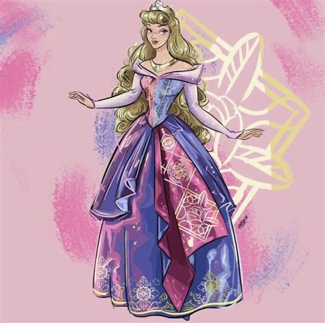 A Drawing Of A Princess With Long Blonde Hair And Blue Dress Standing