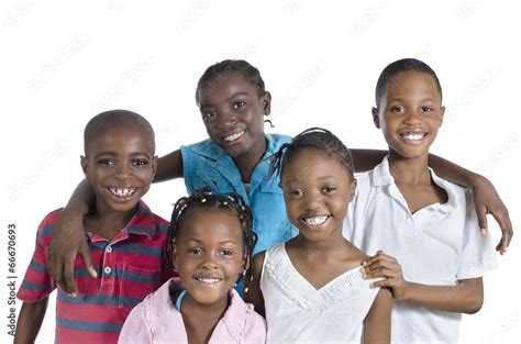 Five Happy African Kids Holding One Another Stock Photo Adobe Stock