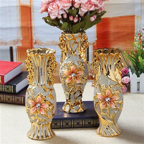 Pc Fashion Gold Plated Ceramic Vase Vintage Flower Tabletop Vases For