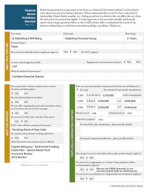 Fillable Online Advisor Interview Form Fax Email Print Pdffiller