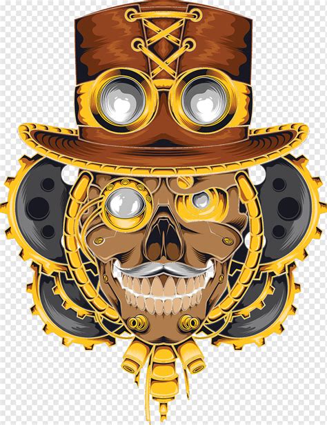 Steam Punk Gold Skull Logo Png PNGWing