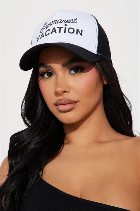 Permanent Vacation Trucker Hat Black Combo Fashion Nova