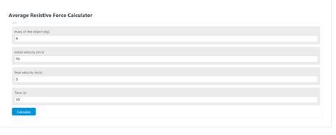 Average Resistive Force Calculator - Calculator Academy