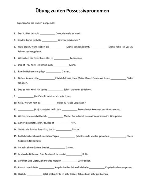 Possessivpronomen Online Worksheet For A A You Can Do The Exercises