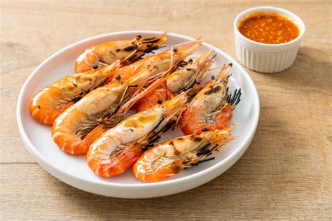 Grilled River Prawns Or Shrimps Stock Photo Image Of Delicious Giant