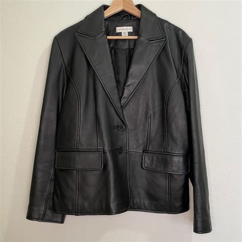 Worthington Jackets And Coats Worthington Black Genuine Leather Blazer Poshmark