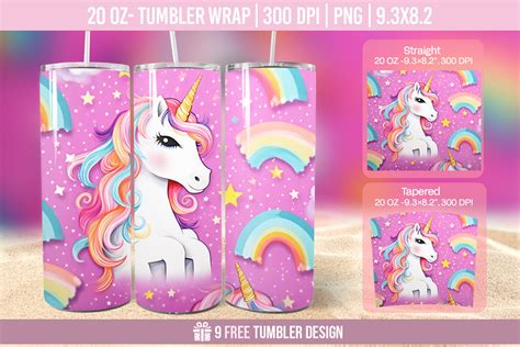 Unicorn Tumbler Wrap Sublimation Designs Graphic By Hassanaasi