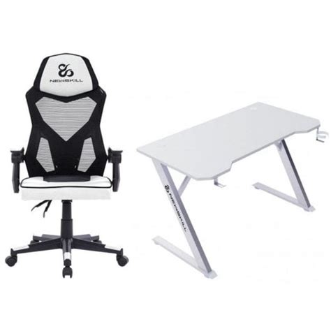 Newskill Eros Cadeira Gaming Malha Ergon Mica Branca Belenor Mesa